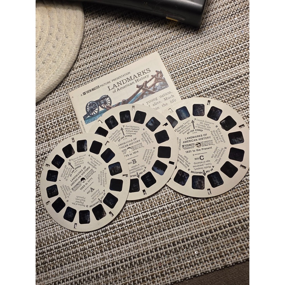 View-Master Landmarks of American History 3 Reel Set Vintage 1974 GAF 3D Retro
